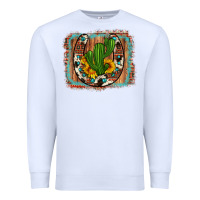 White cactus sunflower cowhide horseshoe  background Premium Sweatshirt - Artiststas