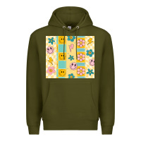 Army Green retro daisy Premium Hoodie - MaliasSmallBusiness