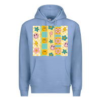 Colony Blue retro daisy Premium Hoodie - MaliasSmallBusiness