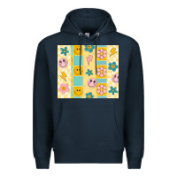 Navy retro daisy Premium Hoodie - MaliasSmallBusiness