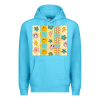 Ocean Blue retro daisy Premium Hoodie - MaliasSmallBusiness