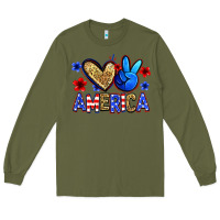 Army Green peace love america Long Sleeve Tee - Zillion Design Studio