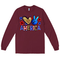 Burgundy peace love america Long Sleeve Tee - Zillion Design Studio