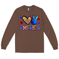 Chestnut peace love america Long Sleeve Tee - Zillion Design Studio