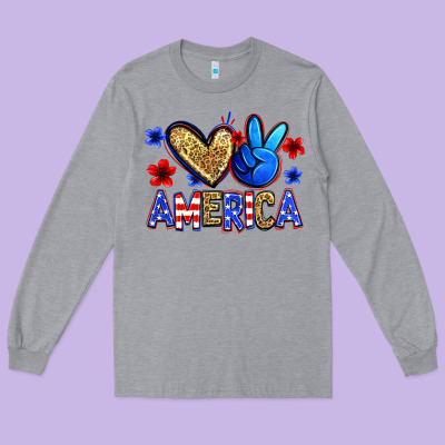 Peace Love America Long Sleeve Tee Designed By Zillion Design Studio