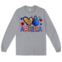 Heather Grey peace love america Long Sleeve Tee - Zillion Design Studio