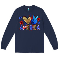 Navy peace love america Long Sleeve Tee - Zillion Design Studio
