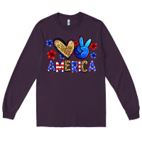 Plum peace love america Long Sleeve Tee - Zillion Design Studio