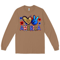 Toasted Coconut peace love america Long Sleeve Tee - Zillion Design Studio