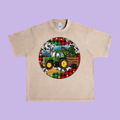 Christmas Farm Tractor Urban Heavy Tee Designed By Ranaportraitstore
