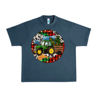Midnight Navy Christmas Farm Tractor Urban Heavy Tee - RanaPortraitStore