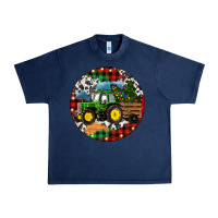 Navy Christmas Farm Tractor Urban Heavy Tee - RanaPortraitStore