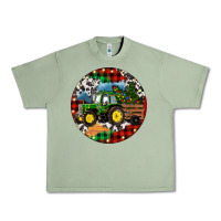 Oil Green Christmas Farm Tractor Urban Heavy Tee - RanaPortraitStore