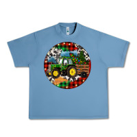 Pebble Blue Christmas Farm Tractor Urban Heavy Tee - RanaPortraitStore