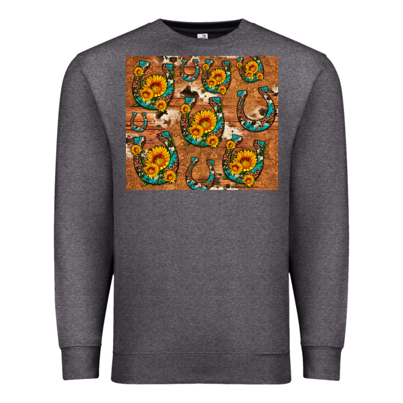 Sunflower Turquoise Leopard Cowhide Horseshoe Premium Sweatshirt by Artiststas | Teevron