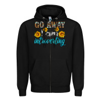 Black go away i am introvering Zipper Hoodie - HRA Design Shop