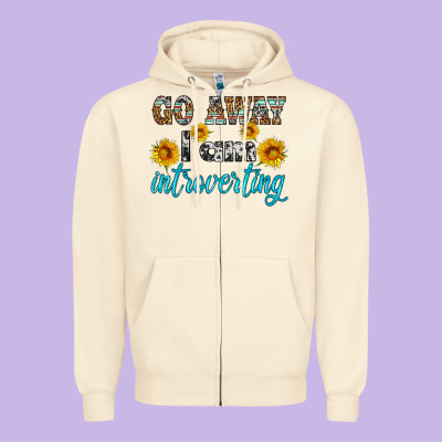 Go Away I Am Introvering Zipper Hoodie Designed By Hra Design Shop
