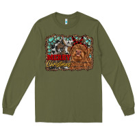 Army Green merry christmas highland cow Long Sleeve Tee - RanaPortraitStore