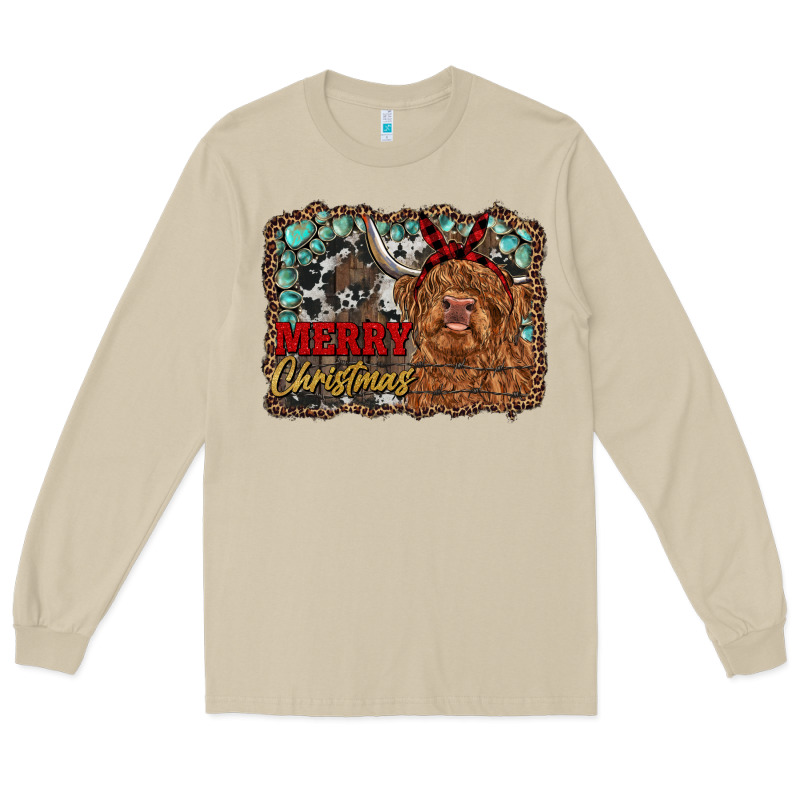 Merry Christmas Highland Cow Long Sleeve Tee by RanaPortraitStore | Teevron