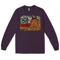 Plum merry christmas highland cow Long Sleeve Tee - RanaPortraitStore