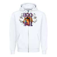 White Boo yall Zipper Hoodie - CowhideDigitalArt