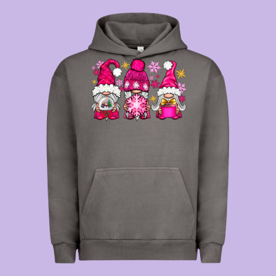 Pink Christmas Winter Gnomes Urban Hoodie Designed By Nancycooperartshop