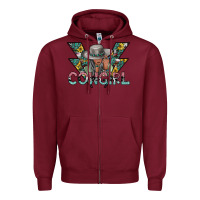 Burgundy cowgirl2 2 Zipper Hoodie - SublimationCraftShop