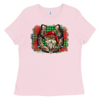 Bubblegum Pink christmas horseshoe bull skull Ladies Tee - BarkalooDesign