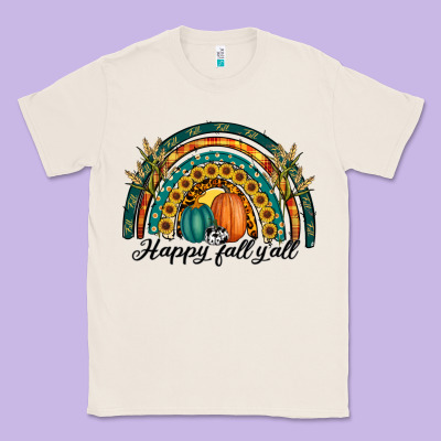 Happy Fall Y'all Rainbow Classic Tee Designed By Ranaportraitstore
