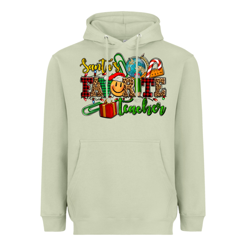 Santa's Favorite Teacher Heavyweight Hoodie by AdoDesignShop | Teevron
