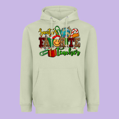 Santa's Favorite Teacher Heavyweight Hoodie Designed By Adodesignshop