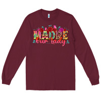 Burgundy madre our lady Long Sleeve Tee - texasbilliewilder