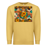 Antique Gold sunflower gemstone leopard cowhide horseshoe Premium Sweatshirt - Artiststas