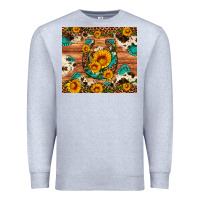 Heather Grey sunflower gemstone leopard cowhide horseshoe Premium Sweatshirt - Artiststas