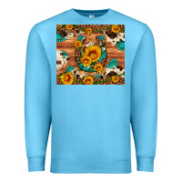 Ocean Blue sunflower gemstone leopard cowhide horseshoe Premium Sweatshirt - Artiststas