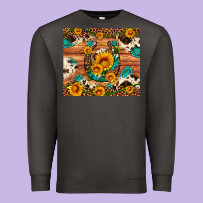Sunflower Gemstone Leopard Cowhide Horseshoe Premium Sweatshirt Designed By Artiststas
