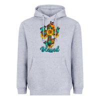 Heather Grey cross with butterfly blessed Heavyweight Hoodie - BundleAndBundleShop