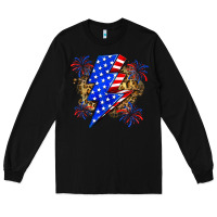 Black American lightning bolt Long Sleeve Tee - Zillion Design Studio