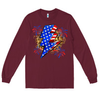 Burgundy American lightning bolt Long Sleeve Tee - Zillion Design Studio