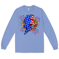 Colony Blue American lightning bolt Long Sleeve Tee - Zillion Design Studio