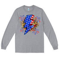 Heather Grey American lightning bolt Long Sleeve Tee - Zillion Design Studio