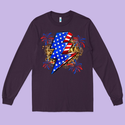 American Lightning Bolt Long Sleeve Tee Designed By Zillion Design Studio