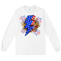 White American lightning bolt Long Sleeve Tee - Zillion Design Studio