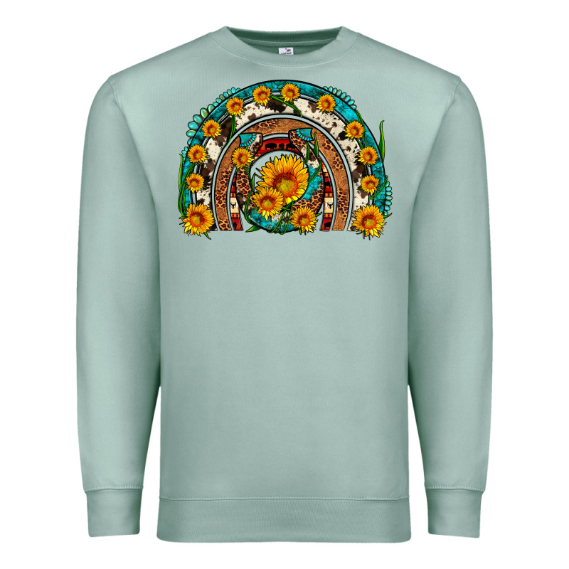 Sunflower Gemstone Leopard Cowhide Horseshoe Rainbow Premium Sweatshirt by Artiststas | Teevron