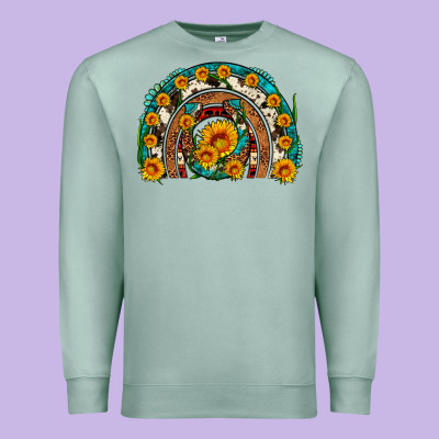 Sunflower Gemstone Leopard Cowhide Horseshoe Rainbow Premium Sweatshirt Designed By Artiststas