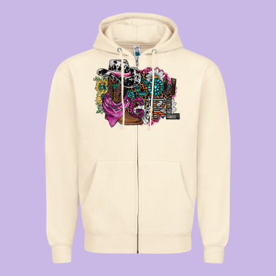 Cowgirl2 Zipper Hoodie Designed By Sublimationcraftshop