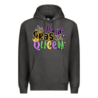 Charcoal Heather mardi gras queen Premium Hoodie - MaliasSmallBusiness