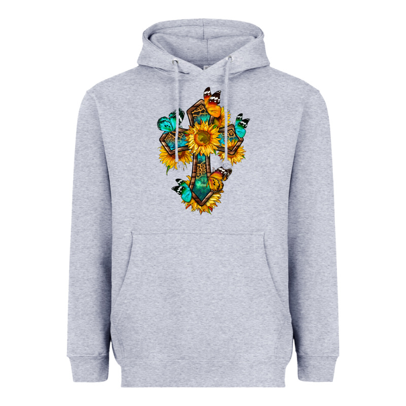 Cross With Butterfly Heavyweight Hoodie by BundleAndBundleShop | Teevron