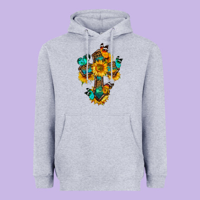 Cross With Butterfly Heavyweight Hoodie Designed By Bundleandbundleshop
