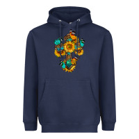 Navy cross with butterfly Heavyweight Hoodie - BundleAndBundleShop
